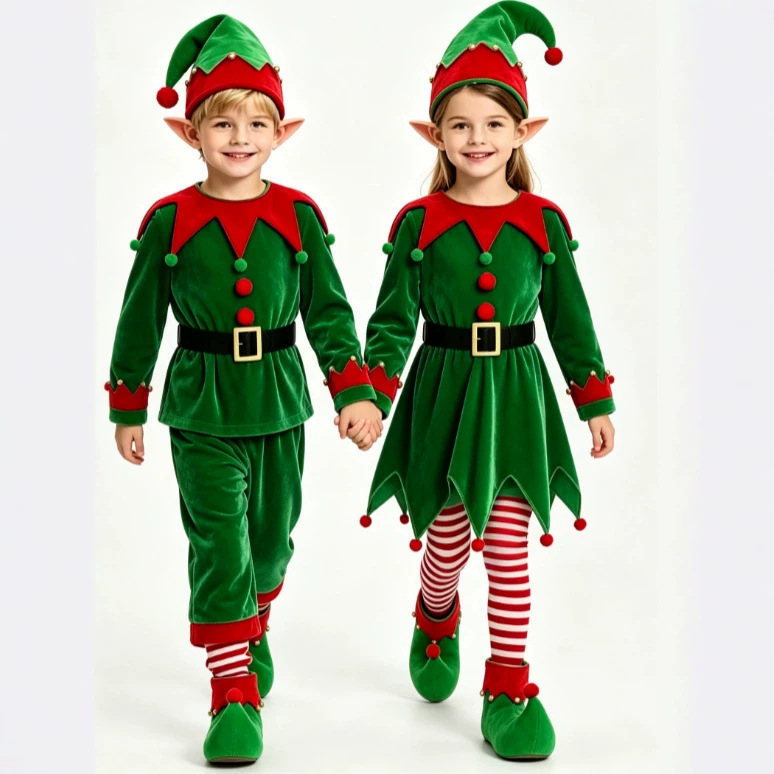 Elf Costume Christmas - 크리스마스 남녀 어린이 의상 키즈 엘프