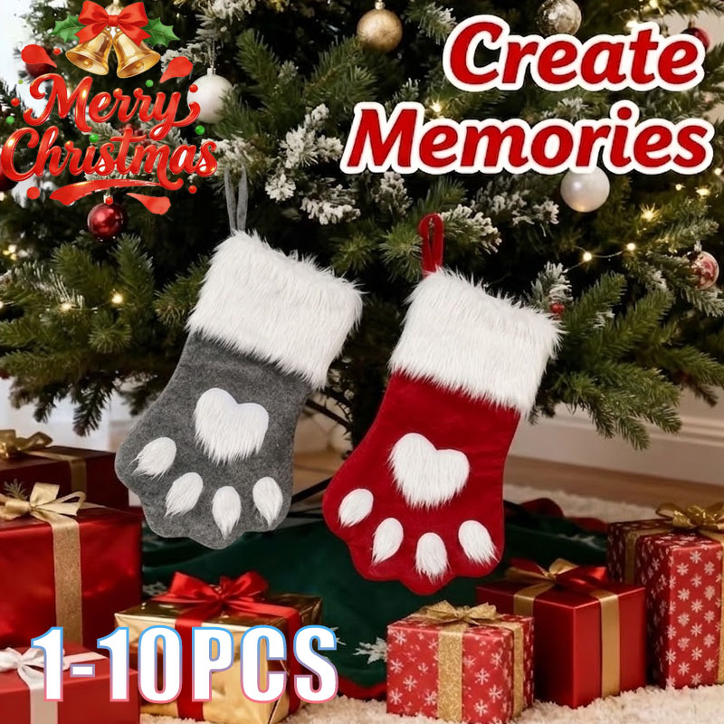 Christmas Stocking Hanging - 1-10개 크리스마스 애완동물 발바닥 모양 장식품