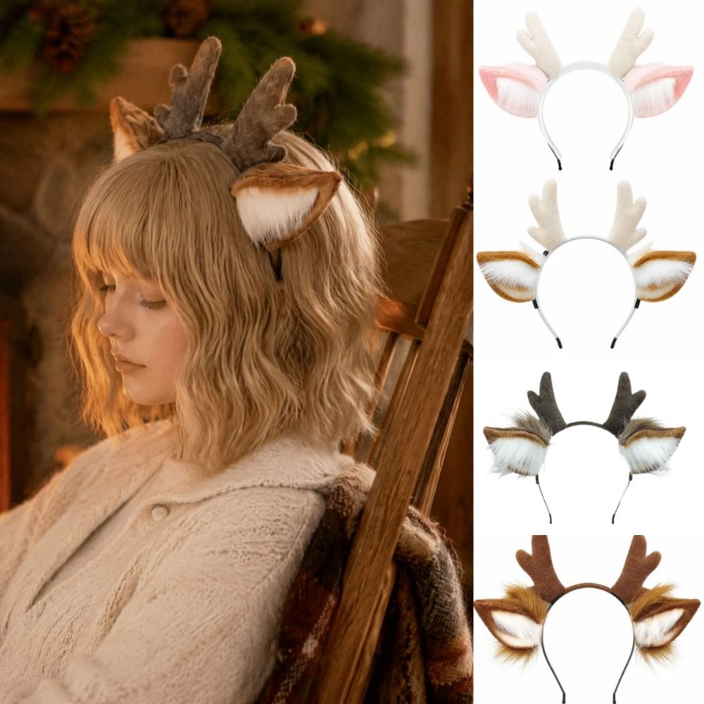 수제 사슴뿔 머리띠, 모조 사슴 귀 머리띠, 푹신한 디 - Reindeer Antlers Headband 리뷰 및 가격