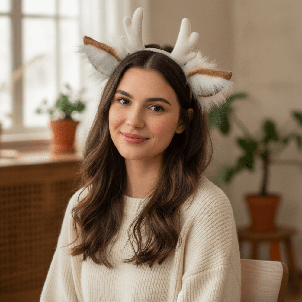 수제 사슴뿔 머리띠, 모조 사슴 귀 머리띠, 푹신한 디 - Reindeer Antlers Headband 리뷰 및 가격
