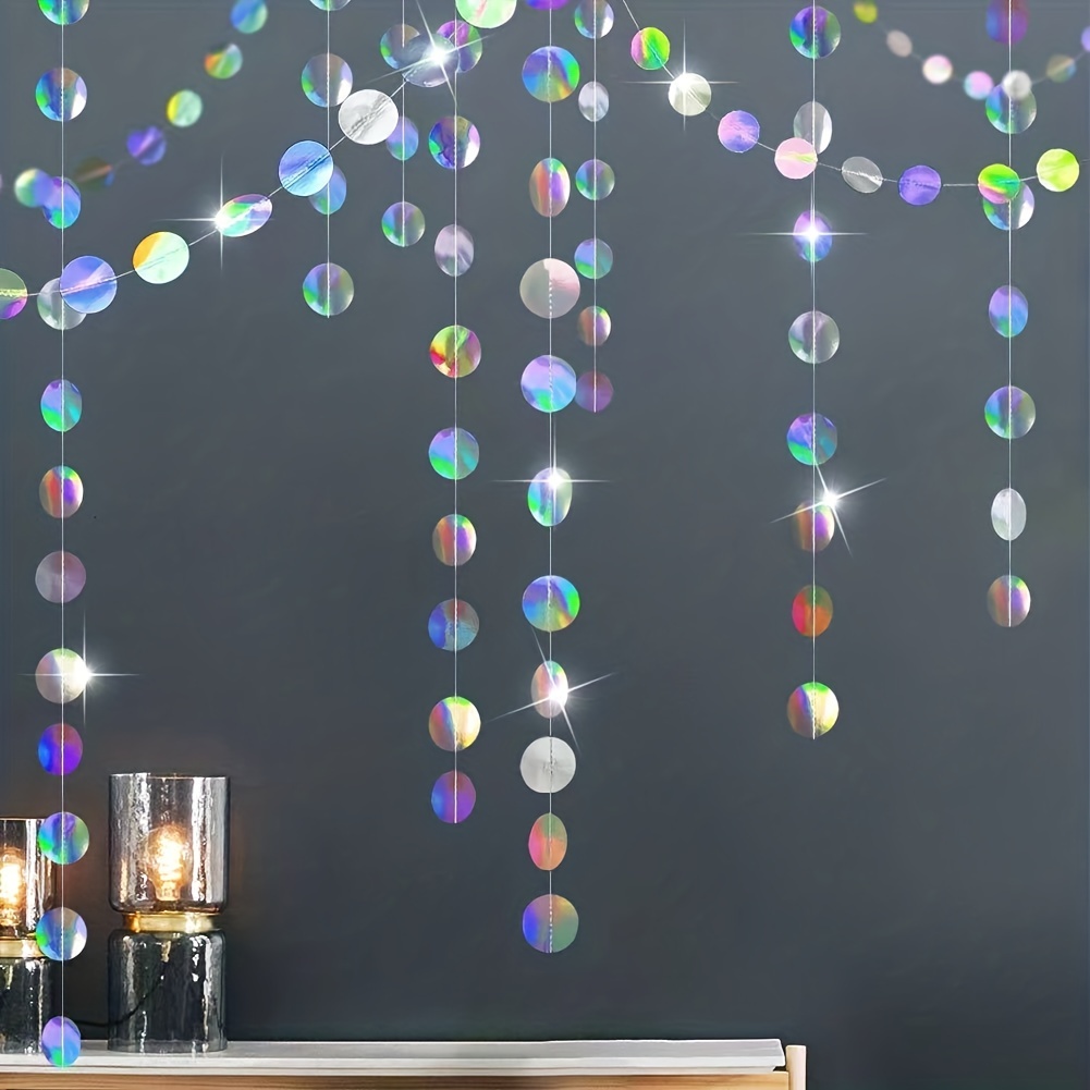 1pc 반짝이는 무지개 빛깔의 원형 화환 - 유니콘 및 - Tinsel Garland Decoration 리뷰 및 가격