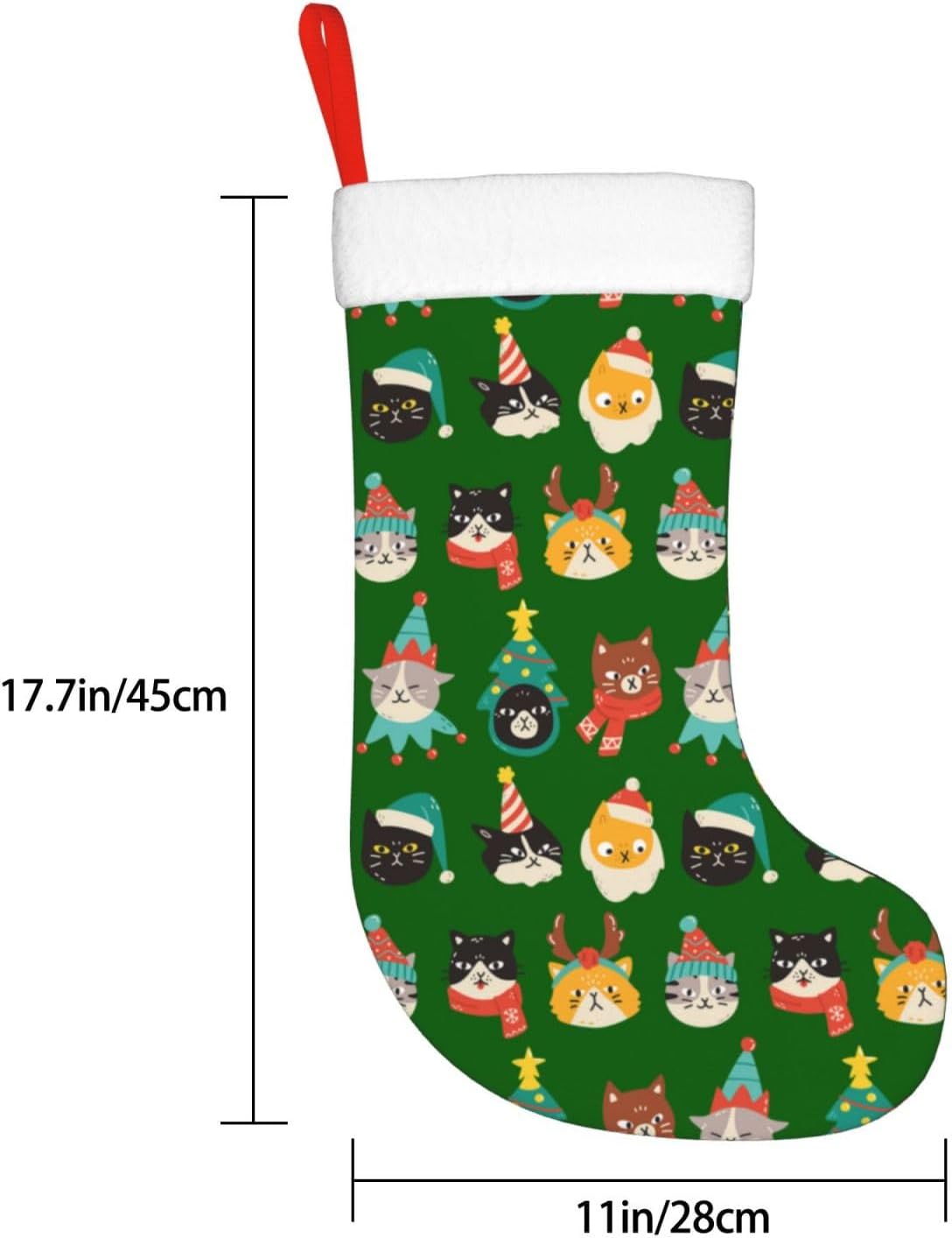 귀여운 고양이 녹색 크리스마스 스타킹 벽난로 매달기 양 - Christmas Stocking Hanging 리뷰 및 가격